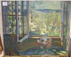 GREVE LINDAU Georg 1876-1963,Interior with view of a garden,Gorringes GB 2012-02-01