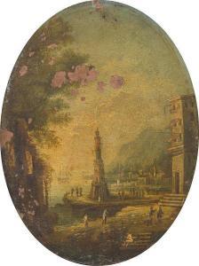 GREVENBROECK Charles Leopold 1730-1759,Paysage portuaire au phare,Ader FR 2020-10-28