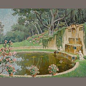 GREY Elmer 1872-1963,Garden with a fountain,1944,Bonhams GB 2012-05-20