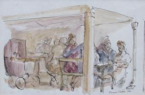 GRIBBLE Kenneth James 1925-1995,'Cafe Falmouth,1946,TW Gaze GB 2022-02-03