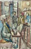 GRIBBLE Kenneth James 1925-1995,The Bar of the Sportsman's Arms Falmouth,1946,David Lay 2022-08-04