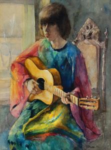 GRIDNEV Valery 1956,Girl with Guitar,1993,Rosebery's GB 2021-05-08