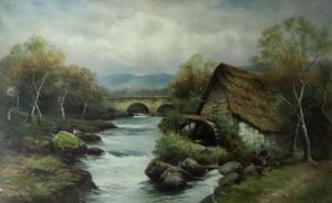 GRIEVE Walter Graham 1872-1937,A watermill with figures by a river, a,Bellmans Fine Art Auctioneers 2019-09-18