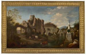 GRIFFIER John, Jan II,An Italianate landscape with figures before classi,Christie's 2023-02-09