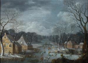 GRIFFIER Robert 1675-1727,A winter landscape with skaters on the ice,Palais Dorotheum AT 2022-05-12