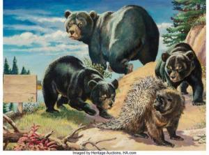 GRIFFITH BILL 1900-1900,Bear Cubs Encounter a Porcupine,Heritage US 2021-04-29