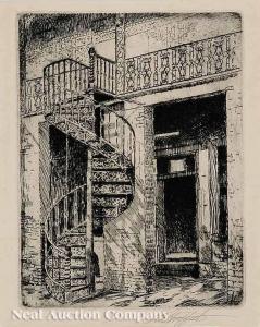 GRIFFITH Louis Oscar 1875-1956,French Quarter Staircase,Neal Auction Company US 2008-10-11