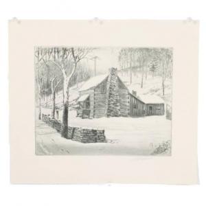 GRIFFITH Louis Oscar 1875-1956,log cabin in the woods,Ripley Auctions US 2022-02-19