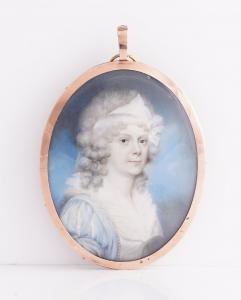 GRIFFITH Moses,Portrait of a lady in a blue and white dress,Bellmans Fine Art Auctioneers 2022-10-11