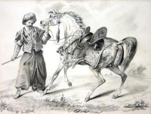 GRIFFITHS William,Turkish horseman with stallion in a landscape,Moore Allen & Innocent GB 2011-04-28