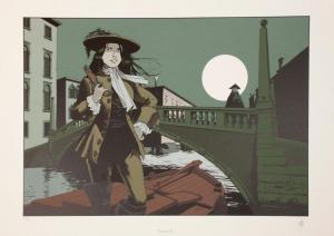 GRIFFO 1949,Jeune femme tenant un fusil au clair de lune à Venise,Millon & Associés FR 2016-04-24