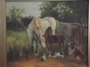 GRIGG Maud,Horses and dogs in a field,Crow's Auction Gallery GB 2016-12-07
