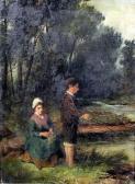 GRIGG S 1800,Two children on a riverbank, the boy fishing,Canterbury Auction GB 2014-02-11