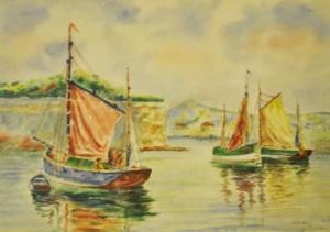 GRIGGS G,SAILBOATS ON A RIVER,Ritchie's CA 2013-10-16