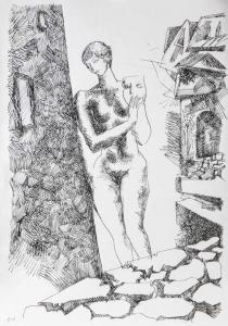 GRIGORIEV Alexei,Standing female nude holding a mask,1998,Auktionshaus Dr. Fischer 2020-06-06
