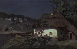 GRIGORY PETROVICH SVETLITSKY 1872-1947,Ukrainian Village by Moonlight,1918,MacDougall's 2019-11-25