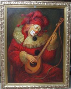 GRIGORYAN Marina 1963,A clown playing a mandolin,Bellmans Fine Art Auctioneers GB 2017-05-09