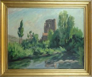 GRILLON Roger 1881-1938,Paysage avec ruines,Monsantic BE 2022-03-20