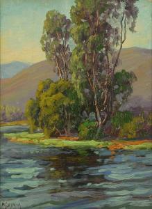 GRIMM Paul 1892-1974,River landscape s l/l: P. Grimm o/cb 12x9,John Moran Auctioneers US 2004-02-17