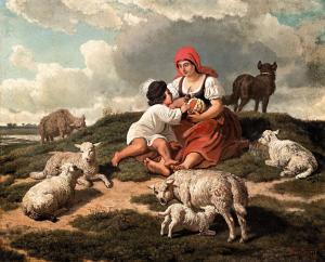 GRIMM Rezső 1832-1885,Resting shepherds,1869,Nagyhazi galeria HU 2020-09-15