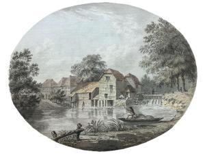 GRIMM Samuel Hieronymus 1733-1794,Watermill with Wooden Bridge and Punt in t,David Duggleby Limited 2022-11-25