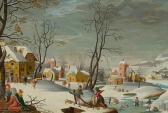 GRIMMER Abel 1560-1619,Winterliche Dorflandschaft,1585,Galerie Koller CH 2015-09-18