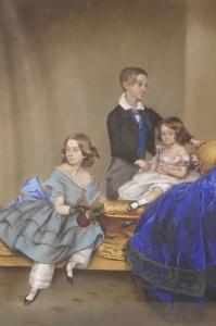 GRIMSHAW Thomas,portrait of a group of children,1847,Crow's Auction Gallery GB 2019-05-08