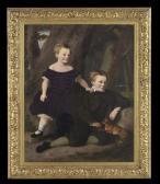 GRIMSHAW Thomas,Portrait of Two Children with Their Dog,,1863,New Orleans Auction US 2015-10-16