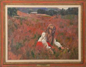 GRISELL Susan 1946-1900,Girl in a Field,Stair Galleries US 2015-04-10