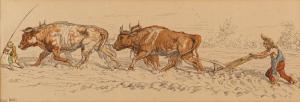 GRISET Ernest Henri 1844-1907,Ploughing with oxen,Bearnes Hampton & Littlewood GB 2024-01-16
