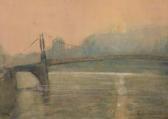 GRISOT Henri 1919-2014,Pont suspendu au soleil couchant,Daguerre FR 2021-10-17