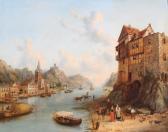 GRITTEN Henry C,A Rhineland river scene with numerous boats,Golding Young & Mawer 2015-09-23