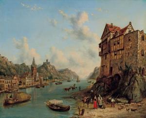 GRITTEN Henry C 1818-1873,On the Rhine,1852,Menzies Art Brands AU 2021-06-30