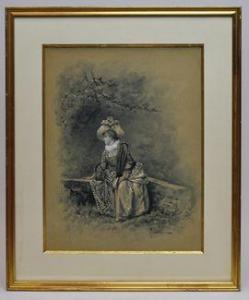 GRIVAZ Eugène 1852-1915,Elégante au livre,Morand FR 2021-04-25