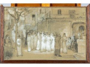 GRIVOLAS Pierre 1823-1906,Procession des communiantes,Hôtel des ventes d'Avignon FR 2022-06-18