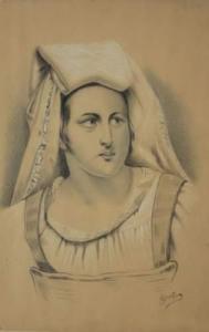GROBON Jean Michel 1770-1853,portrait de femme,Le Calvez FR 2009-06-14