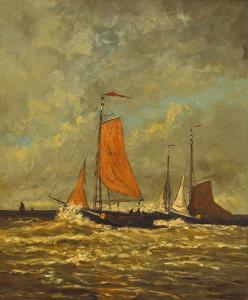 GROENEVELD Thomas Tadema 1800-1800,Boats at Stormy Sea,Leonard Joel AU 2014-12-02