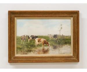 GROENEWEGEN Adrianus Johannes 1874-1963,cows in a stream,Wiederseim US 2022-04-29