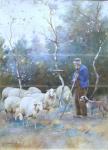 GROENEWEGEN Adrianus Johannes 1874-1963,Dutch shepherd with dog and sheep,Wingett's GB 2008-05-21
