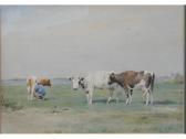 GROENEWEGEN Adrianus Johannes 1874-1963,Milking Cows in a Dutch river landscape,Chilcotts 2011-04-09