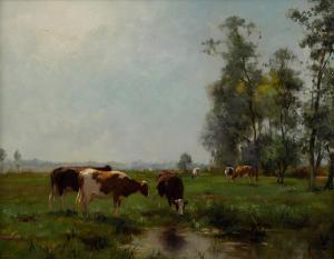 GROENEWEGEN Adrianus Johannes 1874-1963,Rural Landscape with Grazing Cattle,Hindman US 2022-05-10