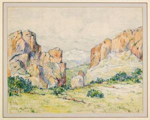 GROLL Albert Lorey 1866-1952,an opening between to two red rock formations,Chait US 2016-02-10
