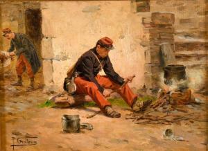 GROLLERON Paul Louis Narcisse 1848-1901,Soldats nourrissant le feu,Rossini FR 2023-06-29
