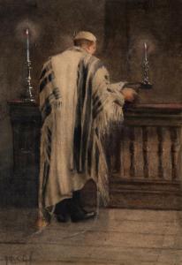 GROLMAN Johan Paul C 1841-1927,Worshipper praying in a synagogue,Kedem IL 2017-06-27