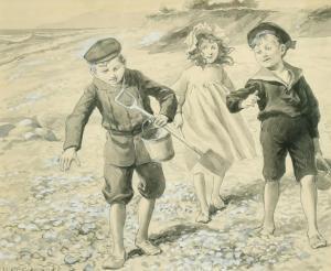 GROOME William Henry Charles 1881-1913,A pair of scenes of children playing on a bea,John Nicholson 2022-02-09