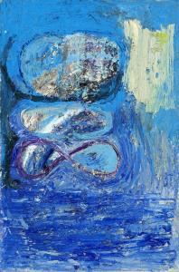 GROS Mireille 1954,Zeichen auf Blau,1987,Zofingen CH 2019-11-14