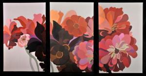 GROSCH Laura 1945,Dahlias and Zinnias Triptych,1968/69,Gray's Auctioneers US 2012-07-31