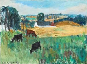 GROSELL Anne Margrethe 1909-1999,Landscape with grazing cows,1991,Bruun Rasmussen DK 2020-09-29