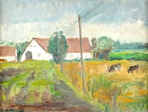 GROSELL Anne Margrethe 1909-1999,Sommerliche Landschaft m. grasenden Kühen vo,Auktionshaus Citynord 2022-09-01