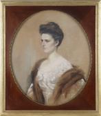 GROSSER Emanuel 1874-1921,Porträt einer jungen Dame im weißen Damastkleid mi,1906,Leipzig 2010-07-03